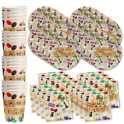 Game Night Birthday Party Supplies Set Plates Napkins Cups Tableware Kit for 16
