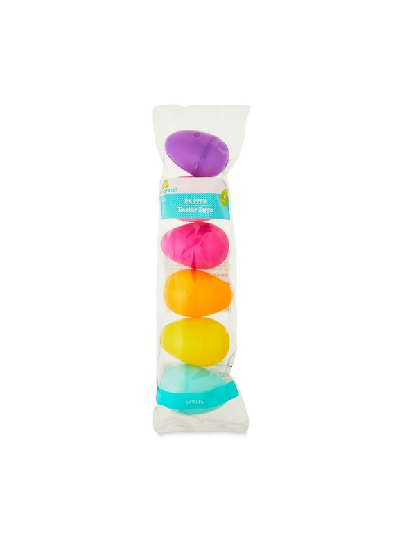 Pastel Fillable Plastic Easter Eggs, 6 Count, by Way To Celebrate, 2.17"