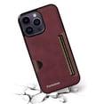 thumbnail image 3 of Dteck for Apple iPhone 13 Pro Hard Shell, Luxury Premium PU Leather Wallet Case with Card Holder, Shockproof Back Flip Hard Slim Rugged Protective Cover, winered, 3 of 4