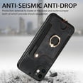 thumbnail image 5 of Nalacover For iPhone 11 Case Ring Holder Kickstand with Credit Card Holder, Back Flip Premium Leather Magnetic Clasp Removable Wirst Hand Strap Cover For iPhone 11, Black, 5 of 8
