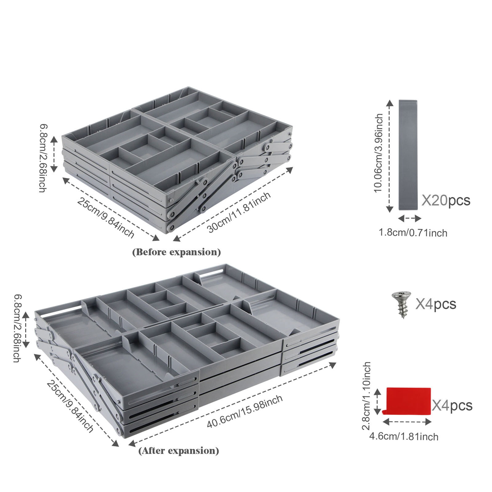Foldable Jewelry Storage Box Multi Compartments 2/3 Tiers with Adjustable Dividers Tool ,Stationery Storage Organizer Tray Office Office Supplies Crafts Storage Case