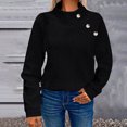thumbnail image 6 of Smupbvky Womens Cable Knit Sweater Funnel Neck Button Pullover Trendy Winter Casual Cuffes Long Sleeve Thick Tops (M, Black), 6 of 7