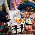 thumbnail image 5 of FORMRS Insulated Cooler Bag 24 Cans Capacity Soft Leakproof Lunch Box with Side Pockets, Beige Abstract, 5 of 7