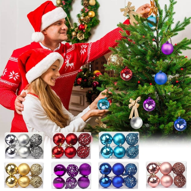 Xihbxyly Adornos para Árbol de Navidad, Bola de Pvc, Diseño Duradero y Ligero, Ideal para Uso En Interiores y Exteriores, Perfecto para Fiestas Navideñas, Juego de 6 Piezas, Tamaño 8 X 8 Cm.