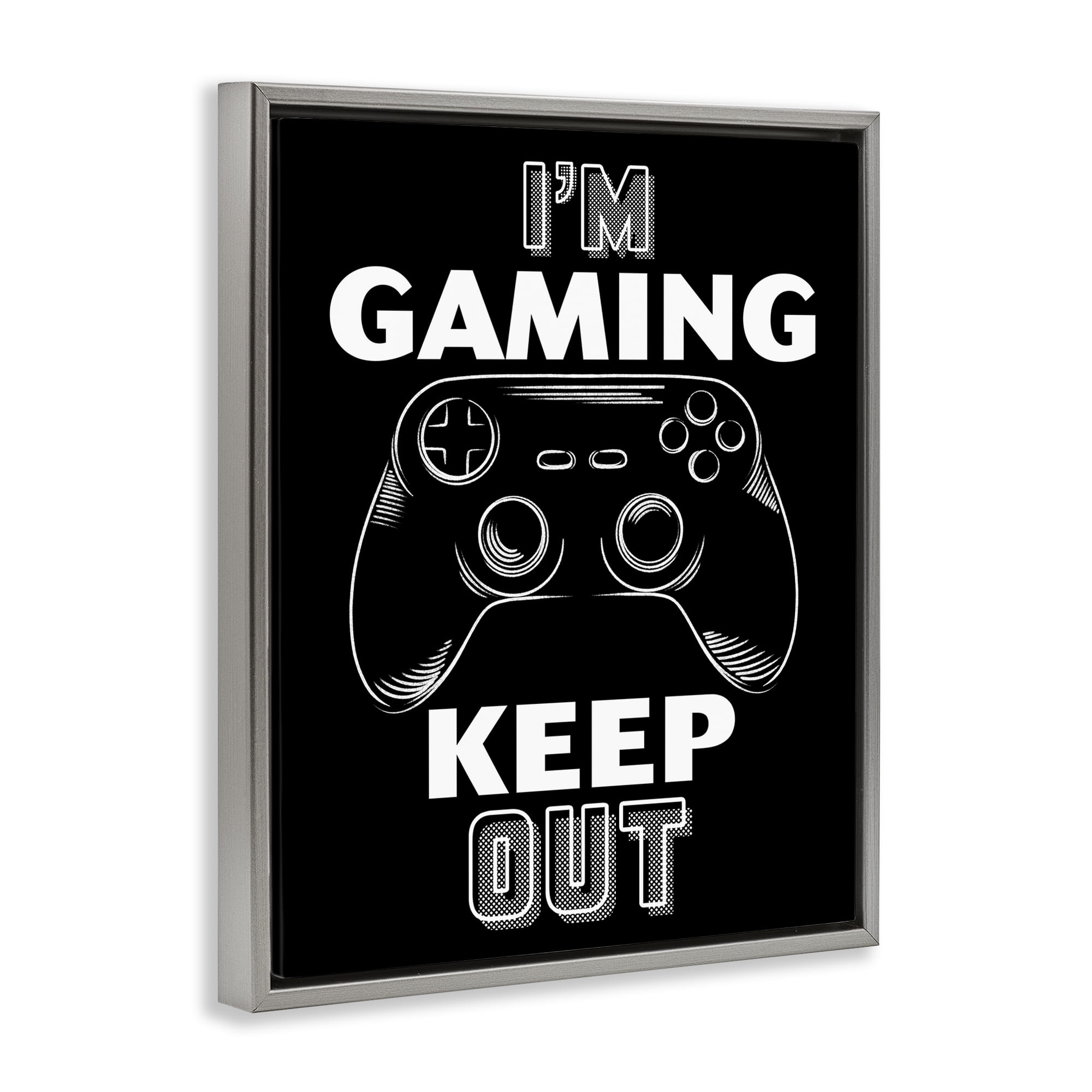 Stupell Industries I'm Gaming Keep Out Gray Framed Floater Canvas Wall Art, design by Marcus Prime
