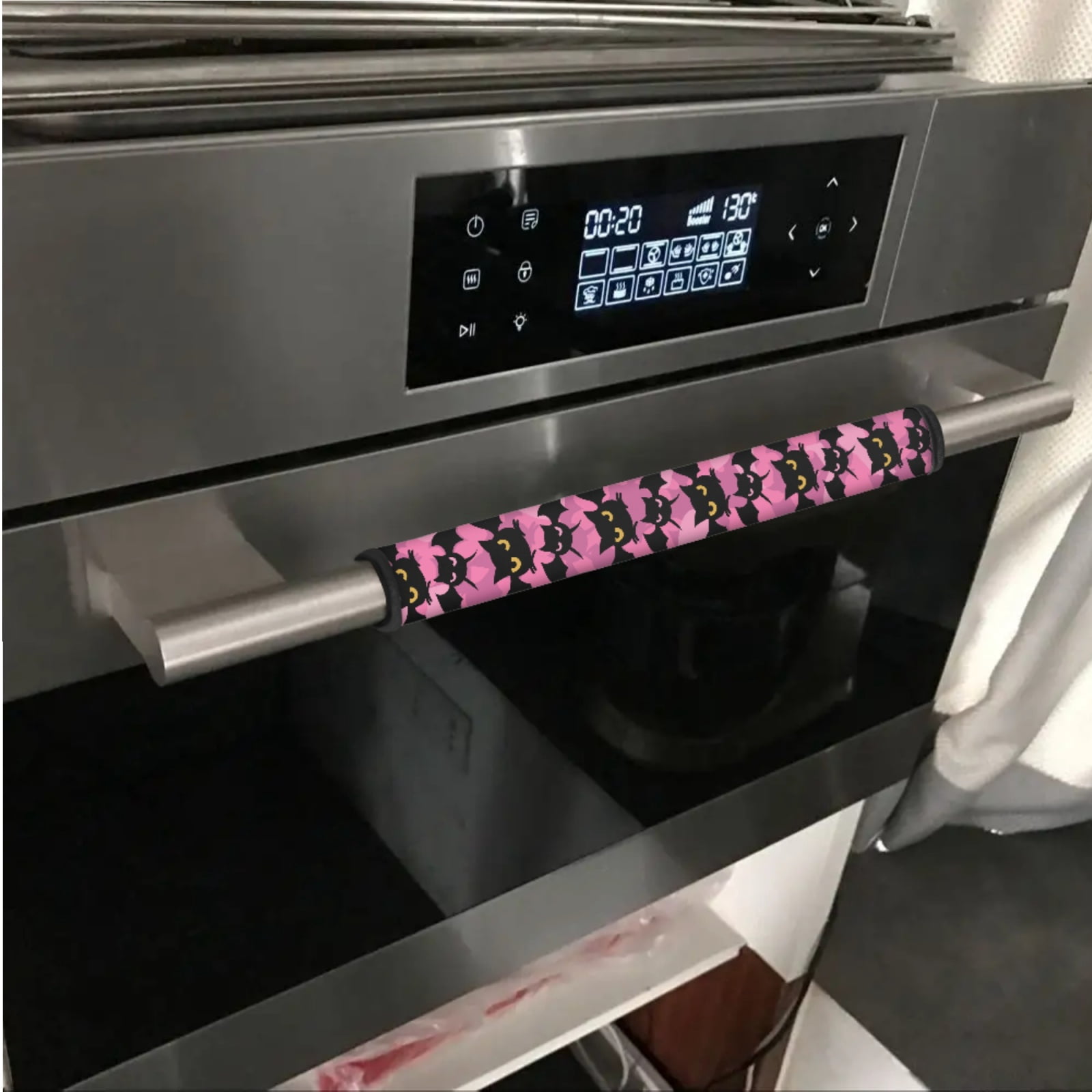 Xoenoiee 6 PCS Refrigerator Door Handle Covers Protective Electrical Kitchen Appliances Gloves Sturdy with Hook and Loop Fastener Handle Gloves for Fridge Microwave Oven, Bat Pink Halloween