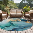 thumbnail image 5 of 8ft Washable Large Round Rug, Abstract Flow Art Non-Slip Circle Area Rug for Living Room Dining Room, Green Gold Marble Texture Indoor Floor Mat for Home Decor, 5 of 9