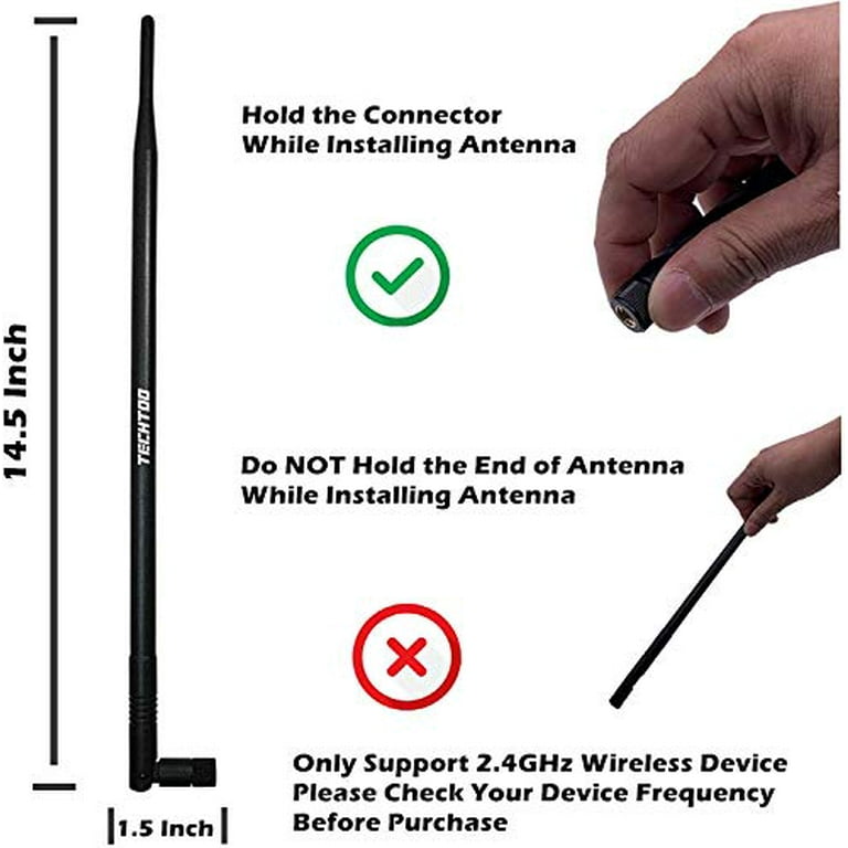  TECHTOO 9dBi Omni WiFi Antenna with RP-SMA Connector for  Wireless Network Router/USB Adapter/PCI PCIe Cards/IP Camera/Wireless Range  Extender(2-Pack) : Electronics