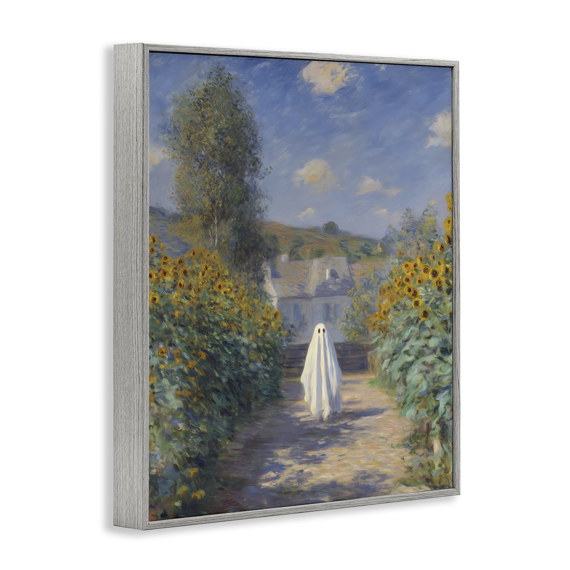 Monet Style Sunflower Ghost Gray Framed Giclee Art, design by Arlington Prints