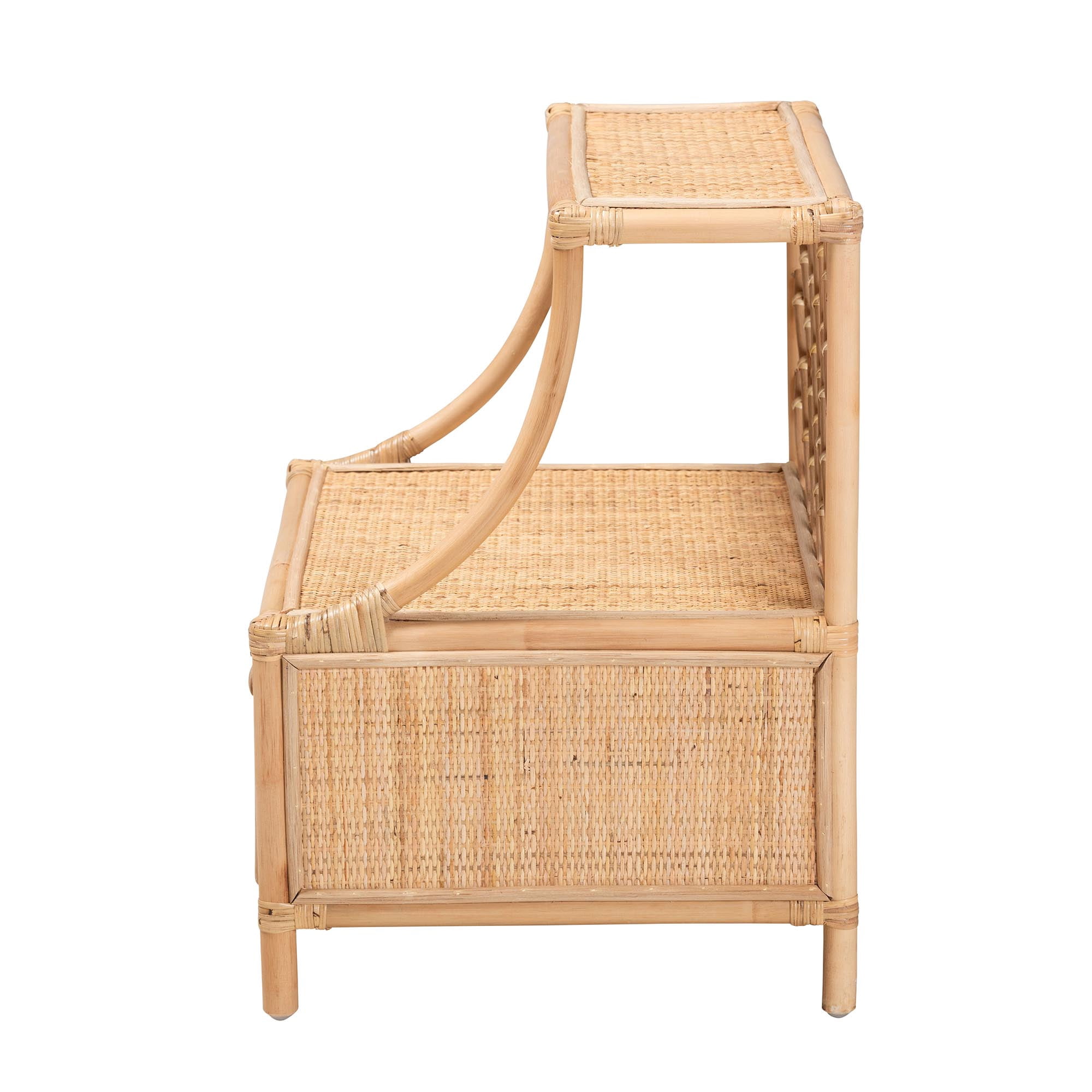 bali & pari Lalo Rattan BOHO Nightstand, 1-Drawer, Natural Brown