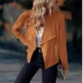 thumbnail image 4 of Women's Faux Suede Jackets Fall Clothes Long Sleeve Open Front Cropped Coat Outwear, 4 of 7