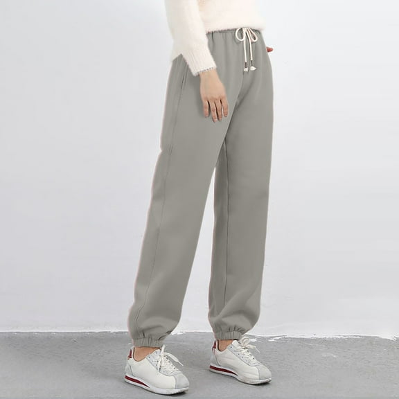 Women's Solid Color Winter Elastic Waistband With And Drawstring Casual Sports Pants Womens plus Size Casual Pants Suits for Wedding Track Pants Women Beach Pants for Women Casual Women Casual Pants