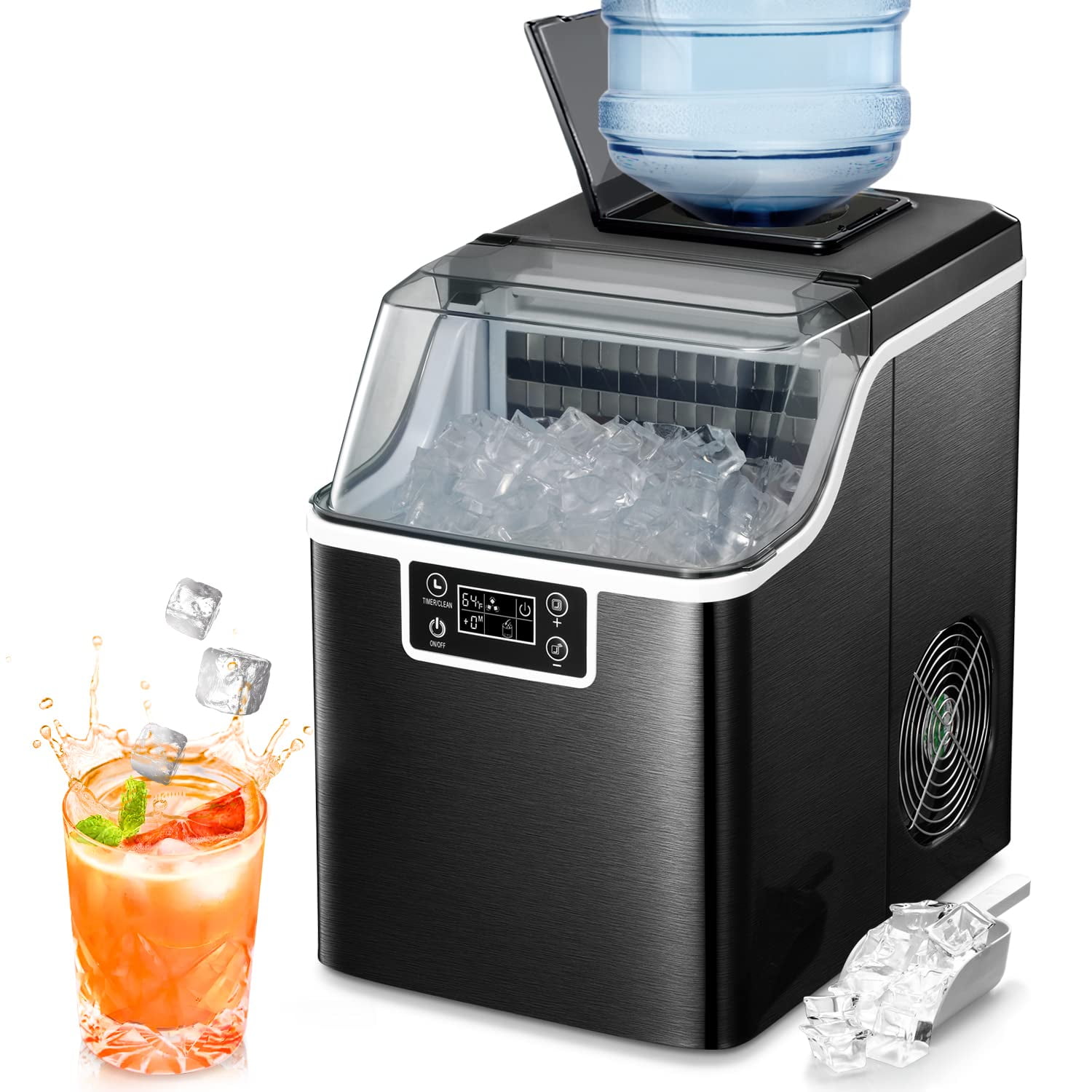 Kissair Countertop Ice Maker Machine, 44Lbs/24H SelfCleaning Ice Makers, Portable Compact Ice