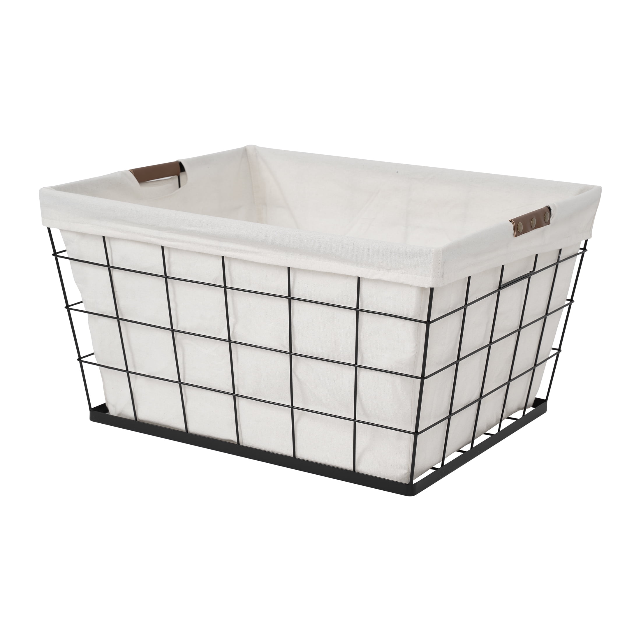 (2 pack) Better Homes & Gardens 60L Rectangular Steel Laundry Basket, Black & Natural, Adult