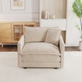 thumbnail image 3 of Comfy Deep Single Seat Sofa Upholstered Reading Armchair Living Room Chair light coffee Chenille Fabric , 1 Toss Pillow, 3 of 6
