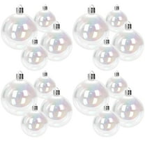 Christmas Iridescent Ornaments Balls Plastic Iridescent Ornaments Clear Ornaments DIY Christmas Tree Baubles Rainbow Christmas Hanging Balls for Xmas Tree Birthday Party Decor (16 Pcs 4 Sizes)