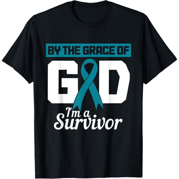 Ovarian Cancer Awareness Month Woman Teal Ribbon Survivor T-Shirt Men women T-shirt black, gift. Sizes: S, M,L, XL, 2XL, 3XL, 4XL