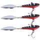 thumbnail image 1 of Señuelos de pesca artificiales con lentejuelas, cebo duro giratorio de aluminio para pesca de tiro largo, negro y rojo, 3 uds., 1 of 5