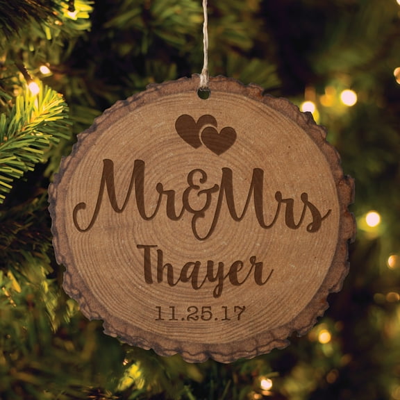 Personalized Mr. & Mrs. Bark Ornament - Wedding Keepsake