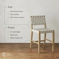 thumbnail image 3 of Nathan James Cohen Mid Century Modern Bar Stool, Upholstered Faux Leather Counter Stool with Back and Solid Wood Legs, Off White, 3 of 8
