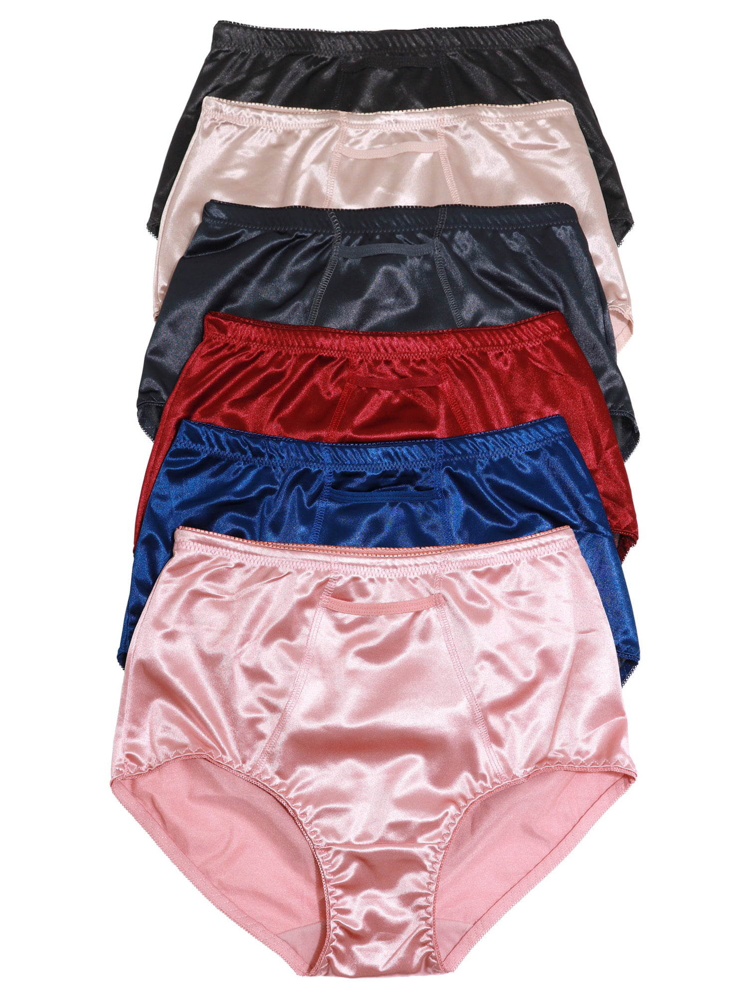 Angelina Classic High-Waist Satin Briefs with Pocket (6-Pack