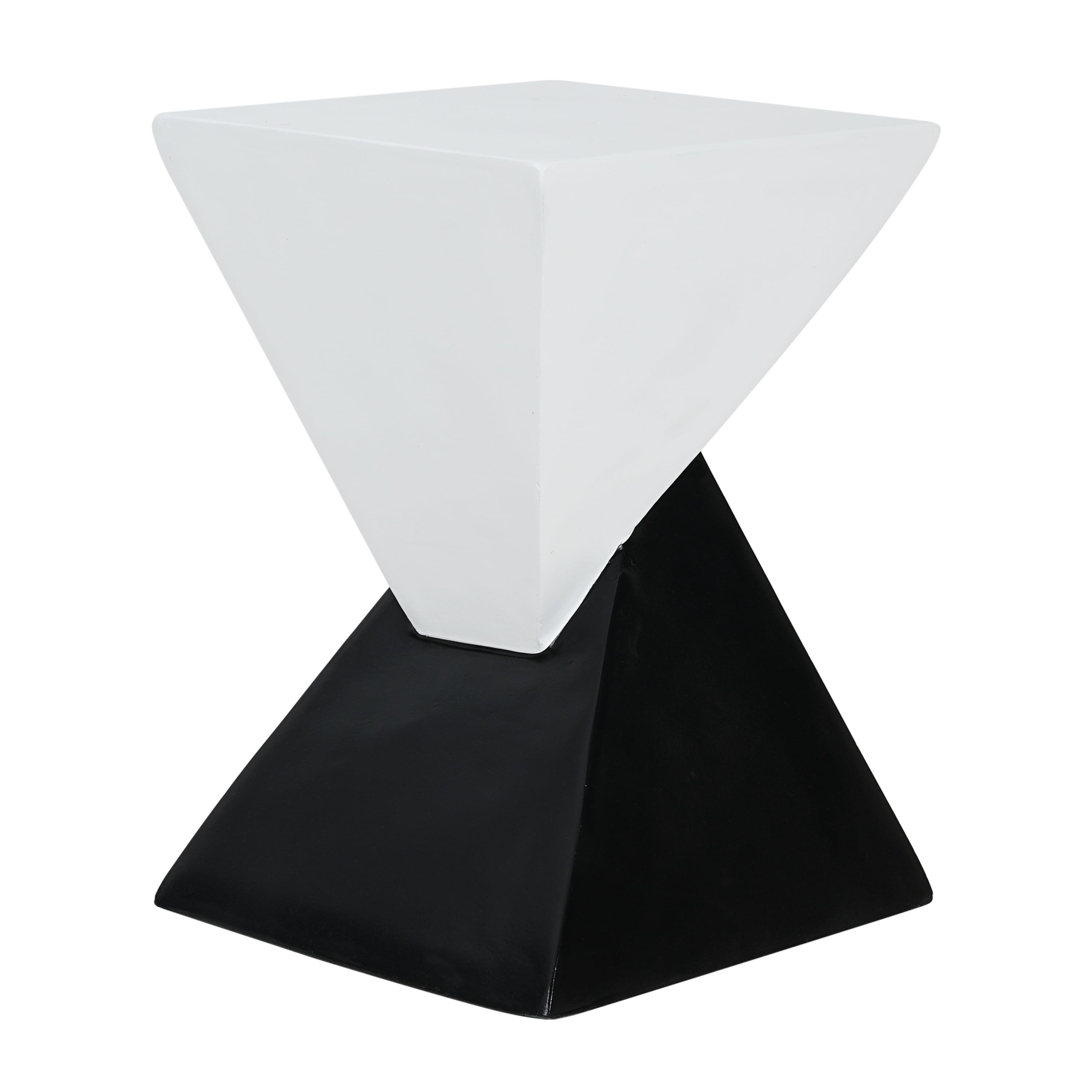 Geometric Side Table, Black and White Two Tone End Table for Living Room Patio Garden, Black and White