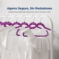 thumbnail image 3 of Ganchos de Terciopelo Premium Serenelife, Ahorradores de Espacio, Resistentes, con Gancho Metálico Giratorio de 360°, para Trajes, Pantalones y Vestidos, Morado, Pack 150, 3 of 7