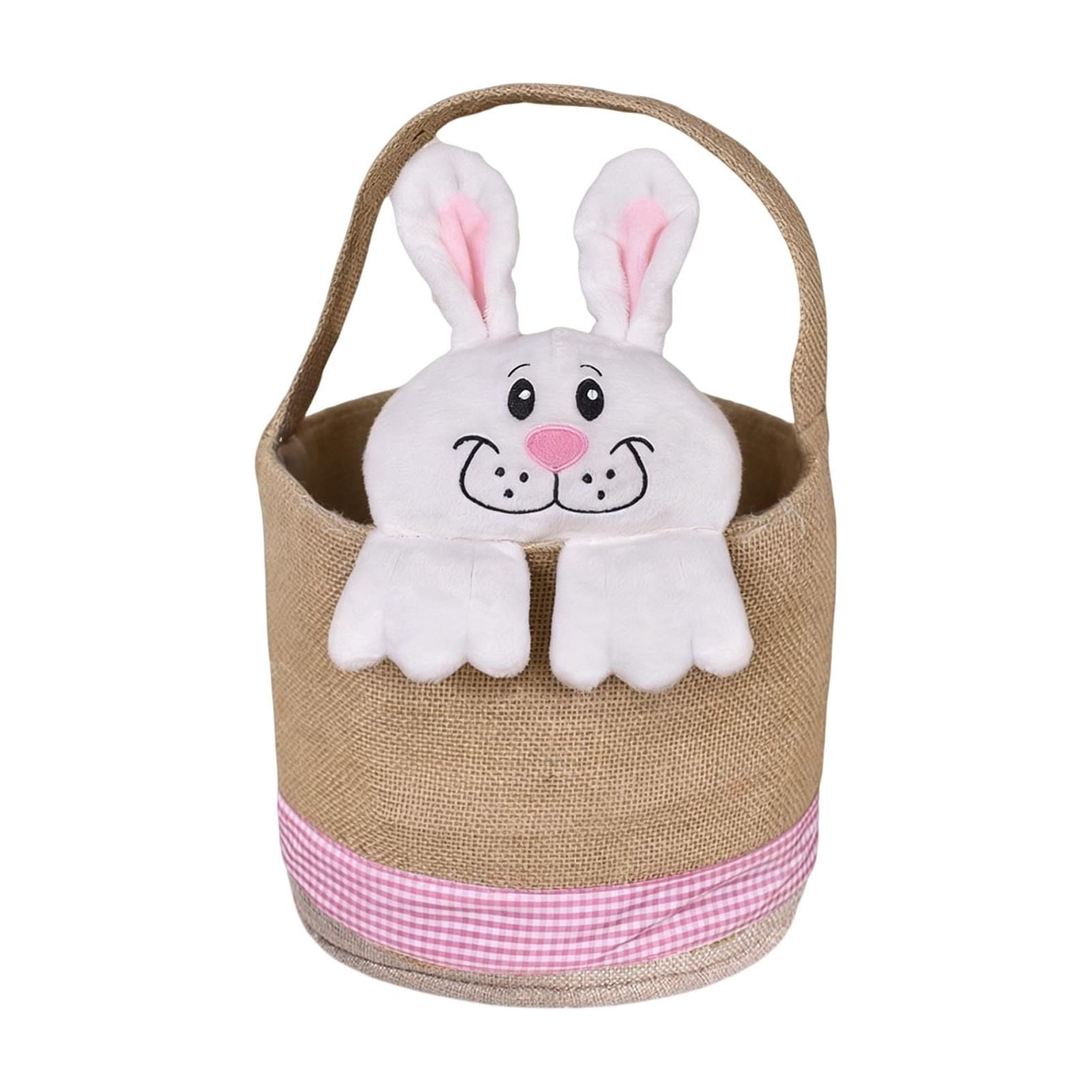Lunxisen 1 Pcs Easter Bunny Basket Decorated Bunny Gift Basket for Easter Spring Holiday Party Home Decoration