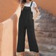 thumbnail image 1 of Pantalones de mujer Casual Retro Sólido Bolsillo Botones Overoles Pantalones de pierna ancha Pompotops qyievc433, 1 of 7