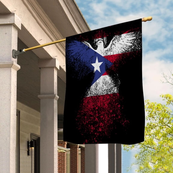 Puerto Rican Flag With Eagle Painting - Proud Puerto Rico House Flag (29.5x39.5) Double-Sided Decorative Polyester Indoor/Outdoor Flag