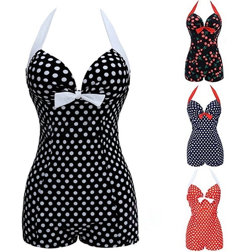 AYYUFE Women One Piece Bathing Suit Dotted Beachwear Push up Swimsuit Plus Size Swimwear