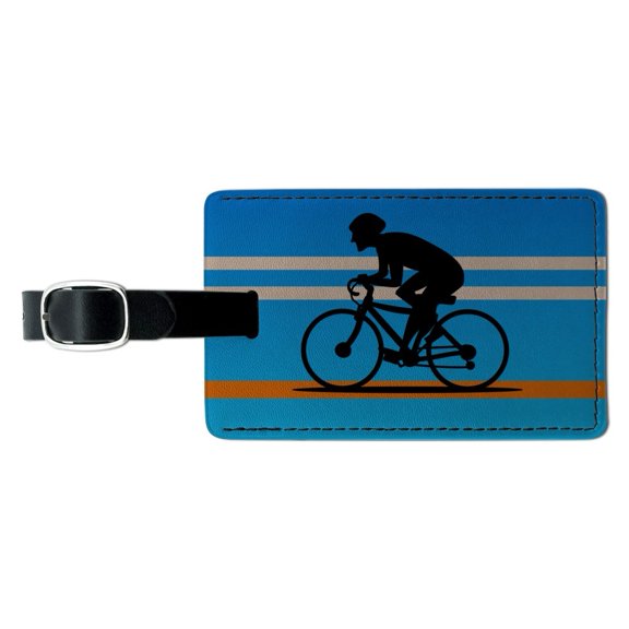 Graphics and More Road Bike Cycling Biking Bicycle Rectangle Leather Luggage Card Suitcase Carry-On ID Tag