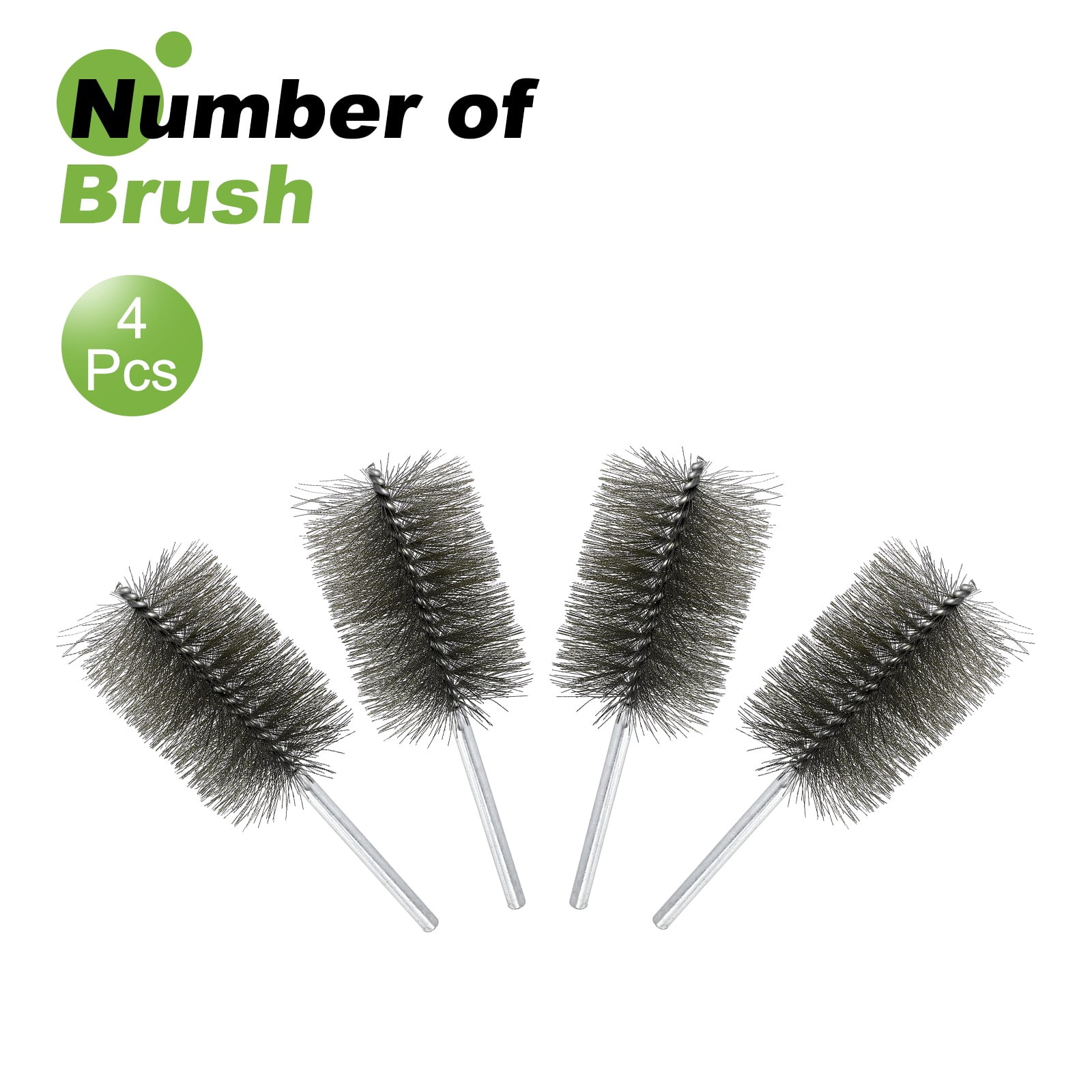 4pcs Pipe Cleaners Brush Set 2.76 Inch Stainless Steel Bristles Cleaning Brush with Ergonomic Handle for Bottles Straws Pipes Keyboards Tubes, Silver