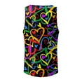 thumbnail image 4 of Men's Tank Tops Spring Festive Carnival Sleeveless Heart Print O Neck Vest Tshirts Streetwear, 4 of 4