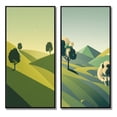 thumbnail image 2 of Designart "Green Trees in Graphic Landscape Composition I" Landscape Mountains Framed Wall Art Set Of 2 - Traditional Yellow Framed Canvas Set For Living Room Decor, 2 of 6