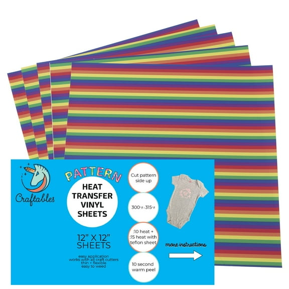 Rainbow Pattern HTV Heat Transfer Craft Vinyl for T shirts and Fabric