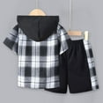 thumbnail image 4 of Tkrady Boys Clothes Spring Summer New Casual Plaid Lapel Cotton Short Sleeve Tops Hood Shorts 2 Piece Set, Sizes 2-9 Years, 4 of 7