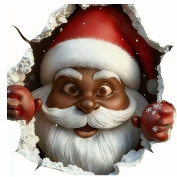 3D Break-Through Wall Christmas Wall Stickers - Santa Claus & Christmas Tree Design, Festive Decorations for Holiday Parties, Store Showcases, Living Rooms & Home Interiors, 13.9*15.9in, Red