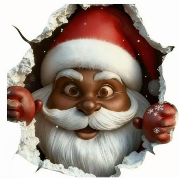 Adhesivo de pared navideño de Papá Noel | Vinilo de PVC desprendible para decoración navideña | Decoración festiva para árbol de Navidad | Fácil de aplicar sin pegamento | Decoración de temporada