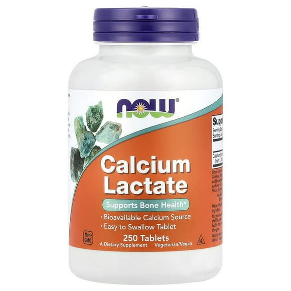 NOW Foods, Lactato de calcio, 250 tabletas
