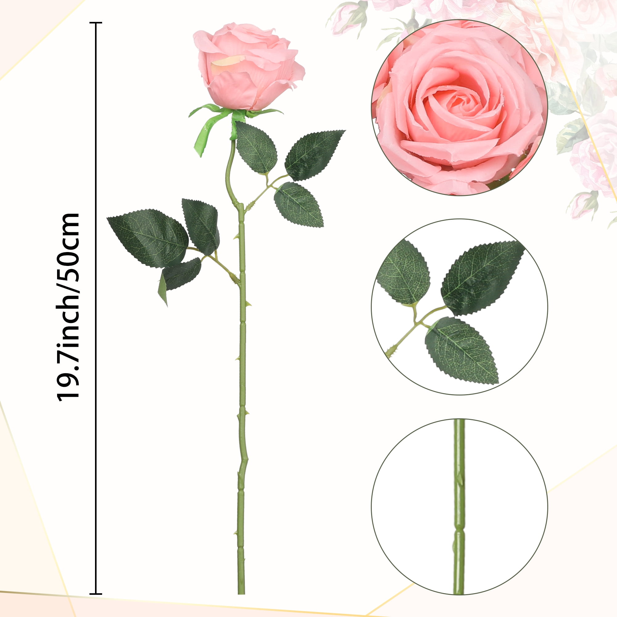 Unique Bargains 10pcs Silk Fake Rose with Rose Bouquets Pink