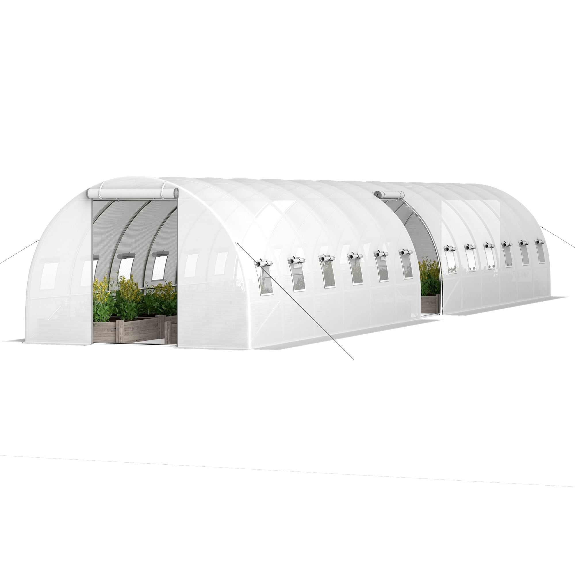 Uforic 44x10x7ft Outdoor Walk-In Tunnel Green House with Zipper Door for Planting, Gardening
