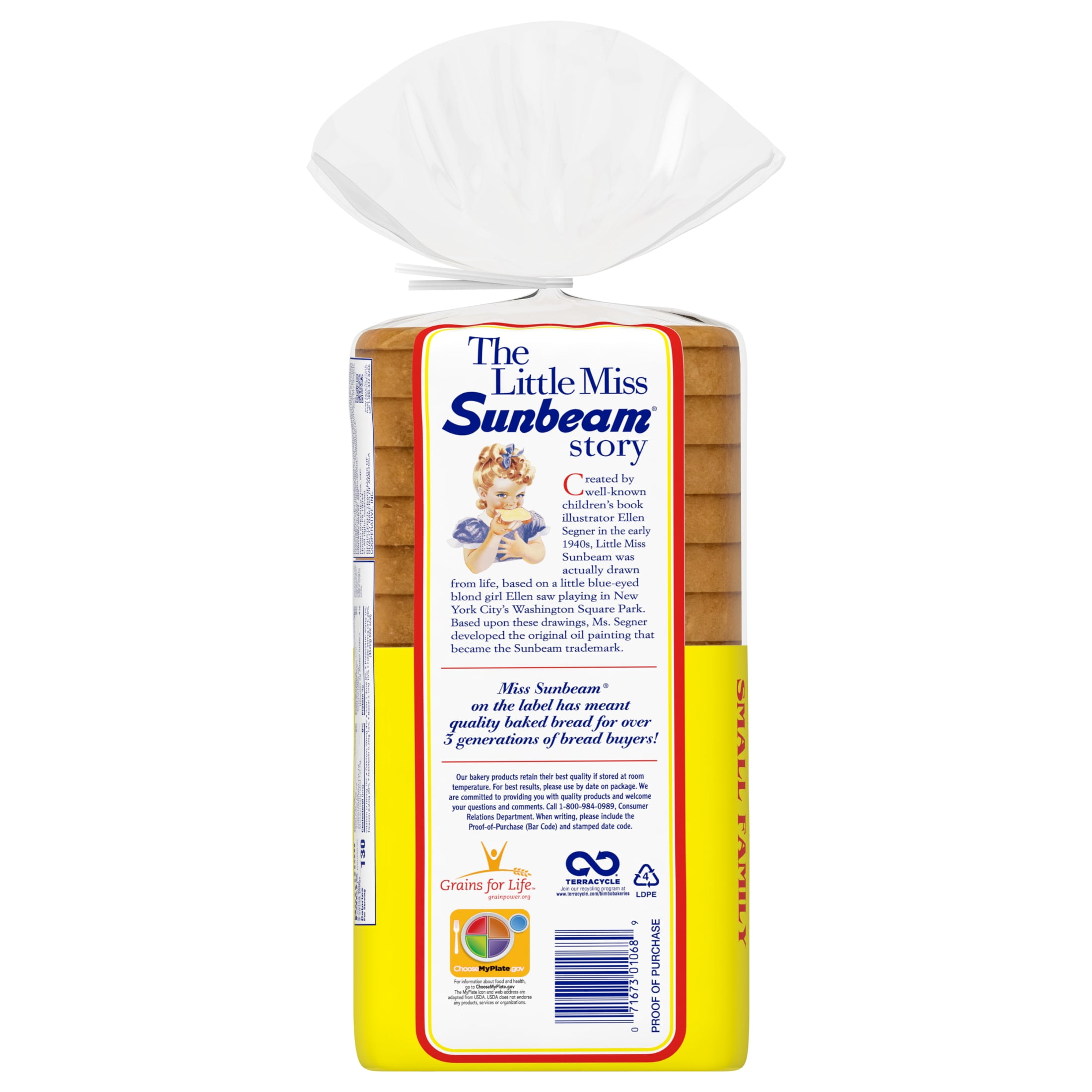Sunbeam Small Family Bread, 16 oz, Plain White Bread, Bag
