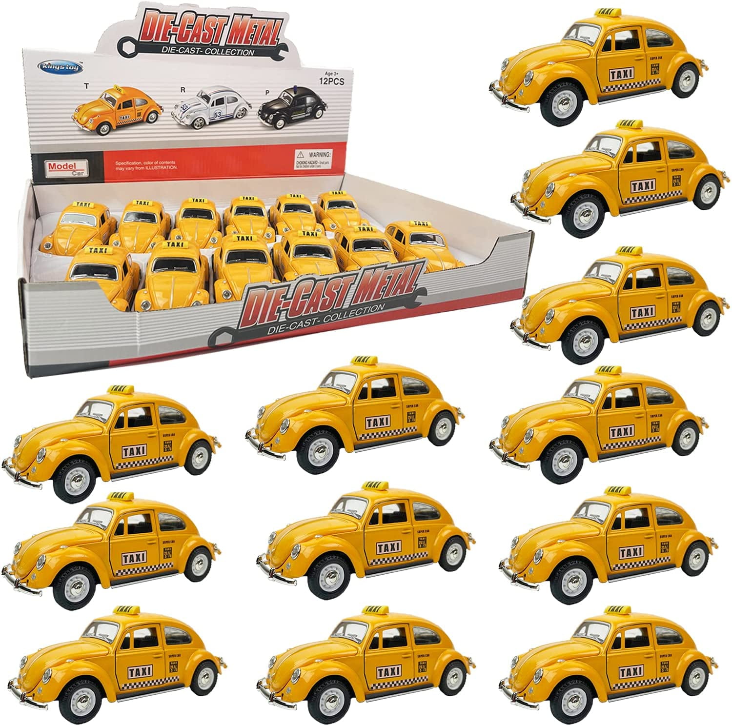 12 Pack Die-cast Metal Toy Cars,Pull Back Car With Open-able Doors for 