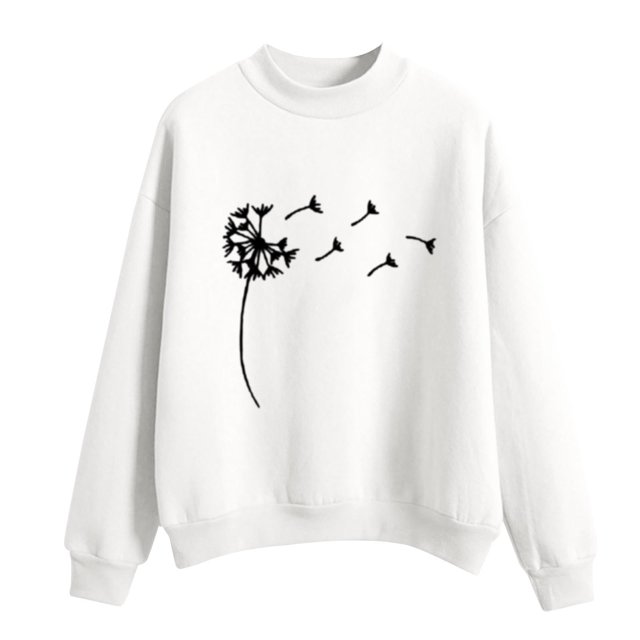 CEHVOM Femmes Mode Décontractée Imprimé Col Rond Ample Manches Longues Hauts Courts Blouse Chandails Sans Capuche Liquidation