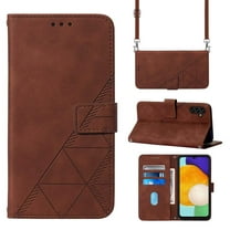 Decase Wallet Magnetic phone Case for Samsung Galaxy A14 5G, Premium PU Leather Removable Adjustable Crossbody Shoulder Strap Stand Magnetic Card Slots Kickstand Shockproof Case Cover,Brown
