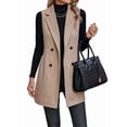thumbnail image 1 of Womens Long Vest Sleeveless Lapel Double Breasted Fall Winter Coats Jackets Color L, 1 of 7