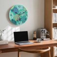 thumbnail image 6 of Wall Clock 14 Inch Teal Green Blue Coastal Round Silent Decorative Wall Clocks Battery Operated for Living Room Bedroom Kitchen Classroom Decor, Nautical Ocean Coral Starfish Shell,Large, 6 of 7