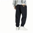 thumbnail image 4 of YUGYXL Men's Drawstring Sweatpants Casual Stretch Waist Trousers with Multiple Pockets Big and Tall Baggy Tapered Pants Solid Color Running Pants Black XL, 4 of 7