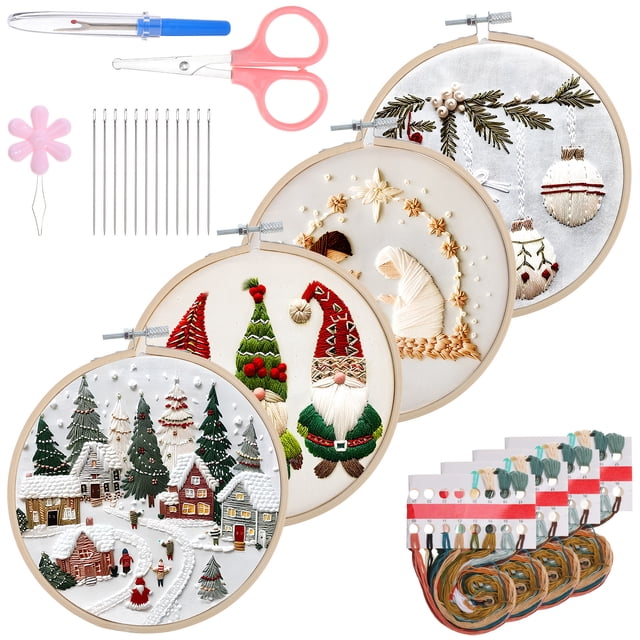 CIMAXIC christmas 1 Set Christmas Embroidery Christmas Ornament Craft Kit Embroidery Kit For Beginners Embroidery Material Embroidery Diy Kit,6.69"X6.3"X0.39"